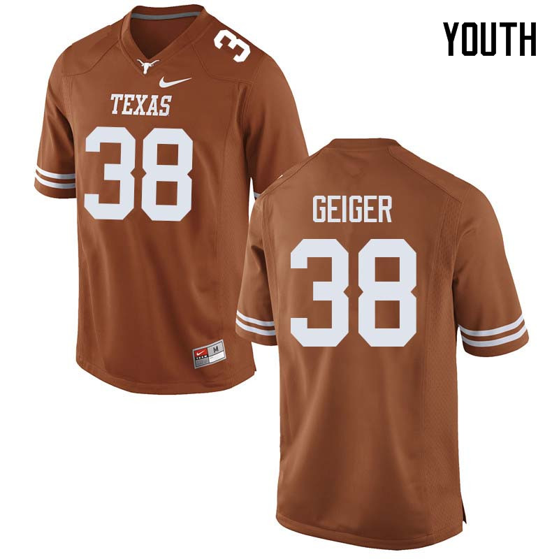 Youth #38 Jack Geiger Texas Longhorns College Football Jerseys Sale-Orange